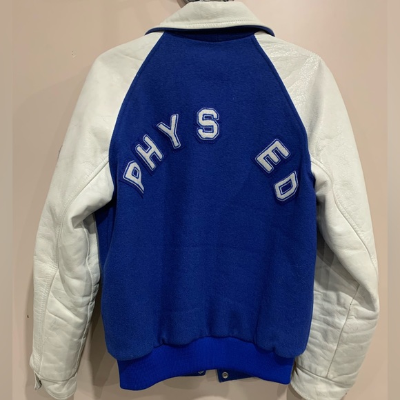 Vintage 90s College Leather arm wool varsity Jacket - Picture 3 of 3